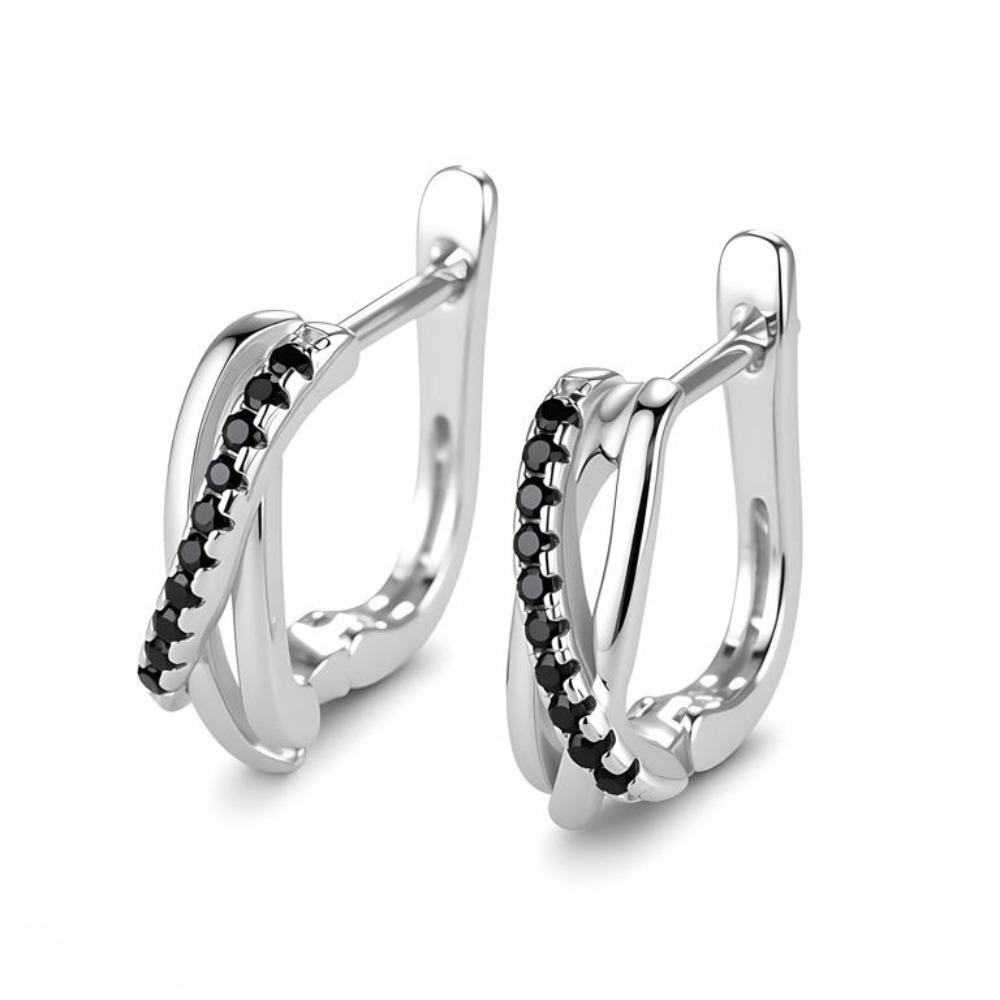 Black Awn Klassische echte Ohrringe, Schmuck, schwarzer Stein, niedliche Creolen für Frauen