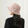 New women's woolen basin hat elegant bow fisherman hat autumn and winter thermal hat