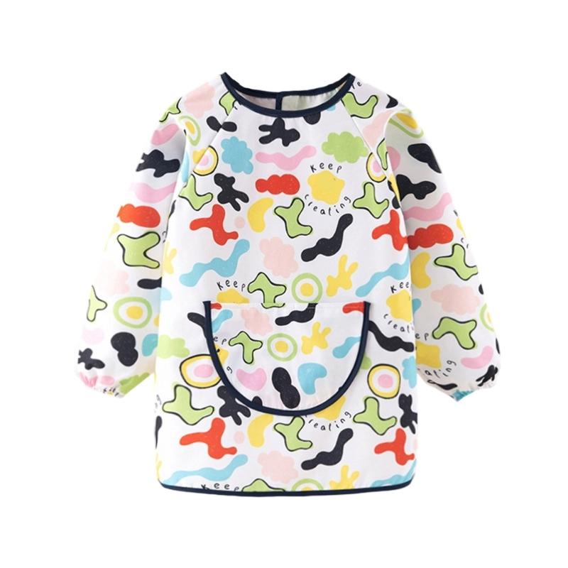 Kid Art Smock Water Resistant Toddler Smocks Painting Aprons with Long Sleeve Pocket for Painting Cooking Eating