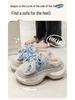 Women's Thick-Soled High-Heeled Bow Cotton Slippers - Winter 2025 Non-Slip, Height-Boosting, Warm PU Slippers
