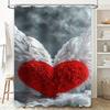 Red Heart with Angel Wings Waterproof Shower Curtain Heat Resistant Machine Washable Non-Transparent 180x180cm