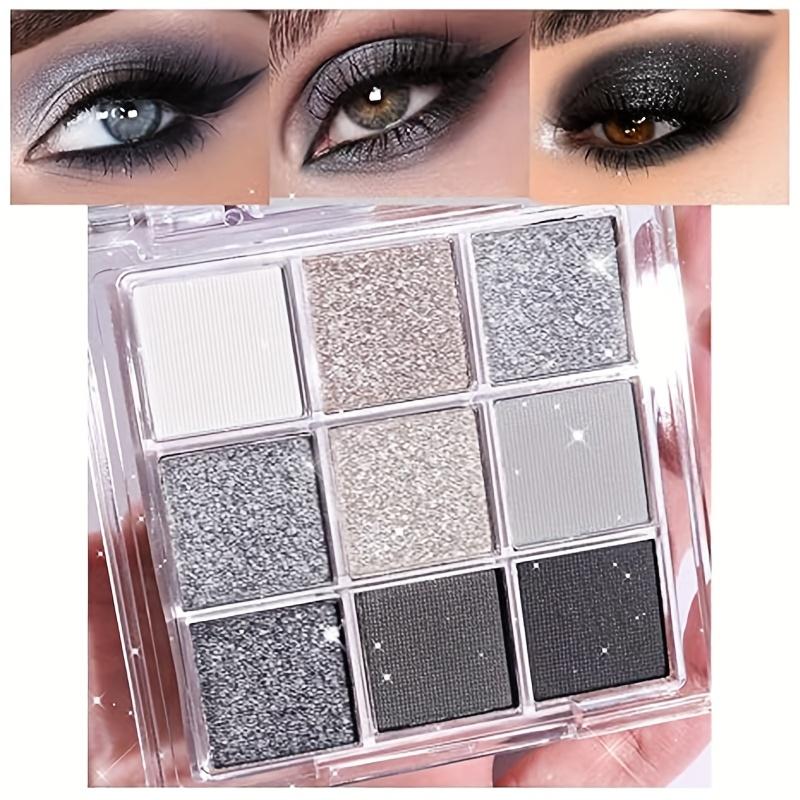 Black Smoky Eyeshadow Palette Long Lasting Waterproof Makeup with Matte Shimmer Finishes, Black White Grey Shades for Day To Night Looks