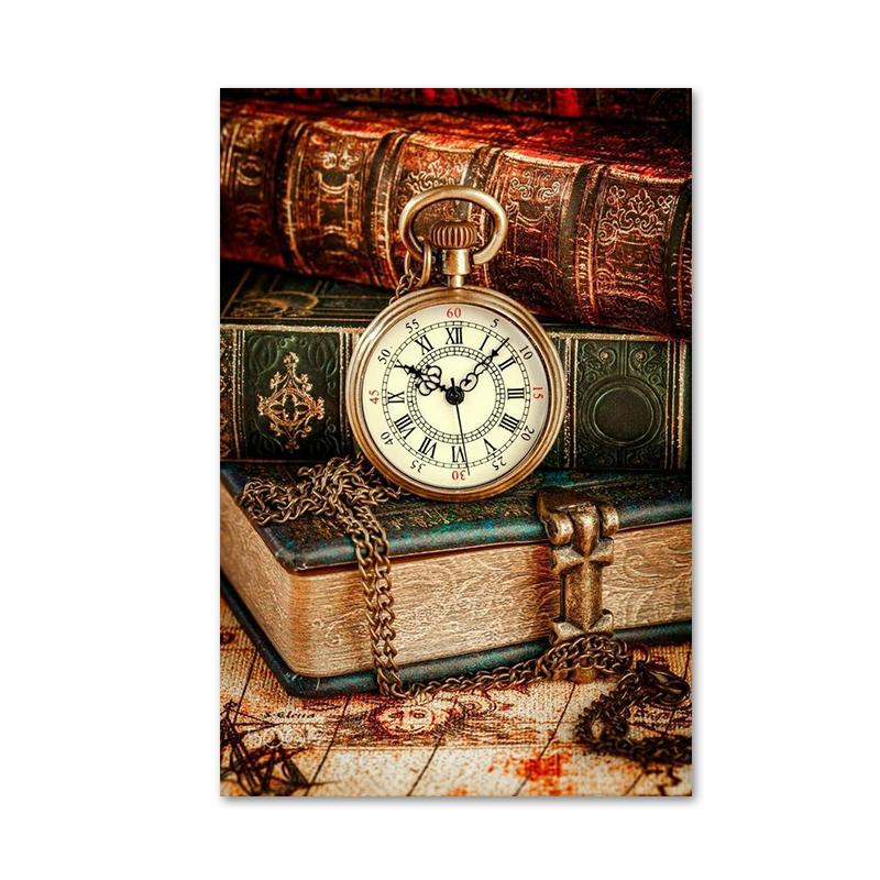 

Классические ретро-часы, постеры и принты, картины на холсте, настенные картины для гостиной, украшения дома, Cuadros 30x40cm No Framed