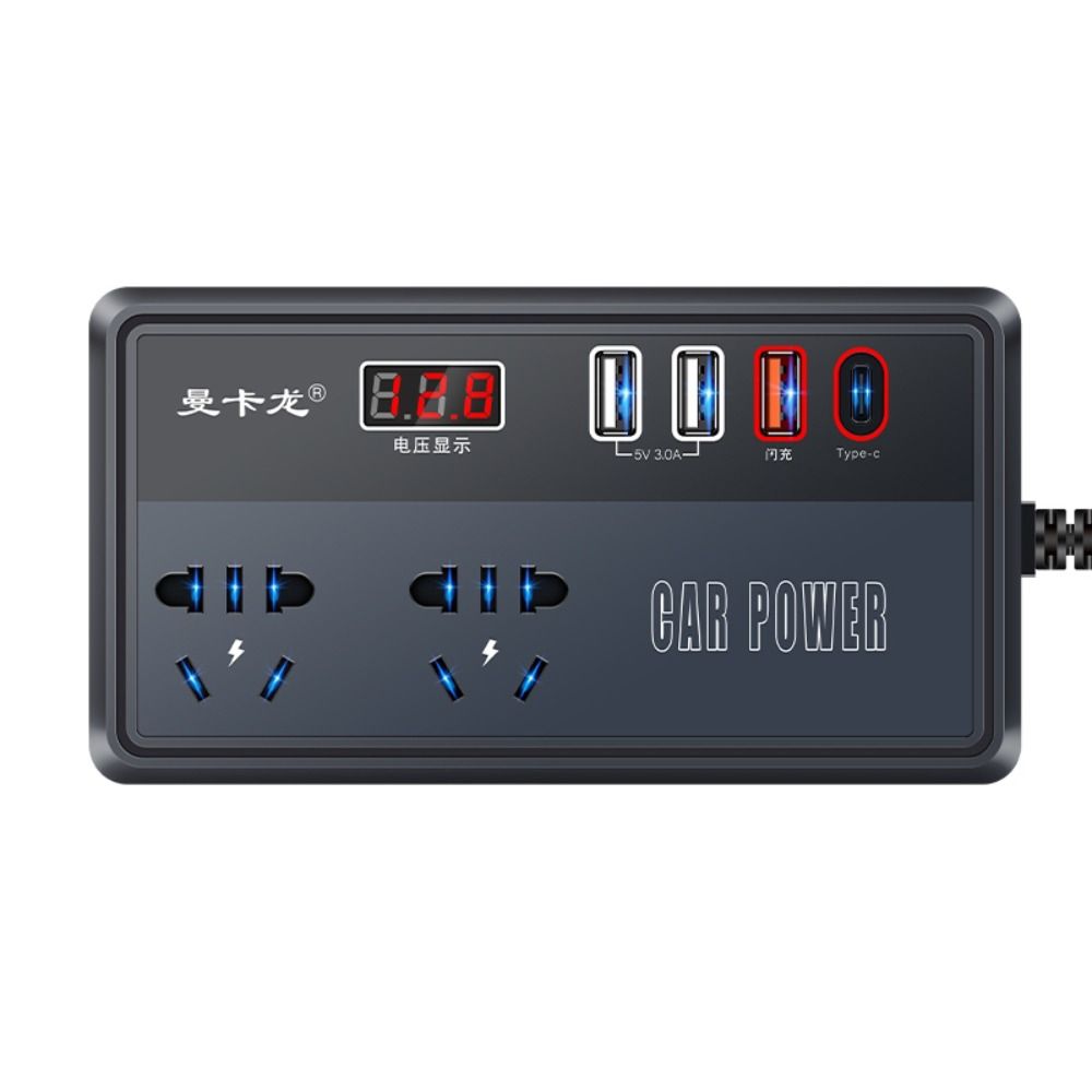 Universal Car Inverter DC 12V/24V To 220V QC 3.0 USB/Type C Charger Power Adapter 200W High Power Digital Display Car Converter