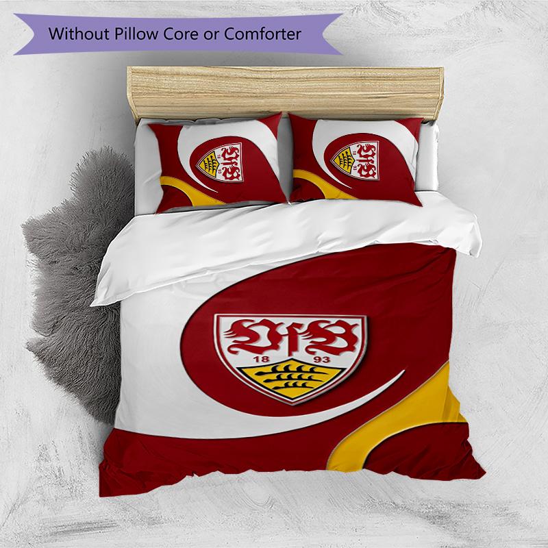 Set Lenzuola Stampato Calcio VfB Stuttgart 3 Pezzi, Comodo Set Copripiumino per Camera da Letto Amico della Pelle