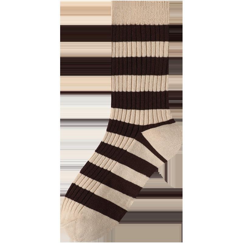 

Striped Socks Women s Mid-calf Socks Simple and Versatile for Autumn and Winter Student Pile Socks 1 pair