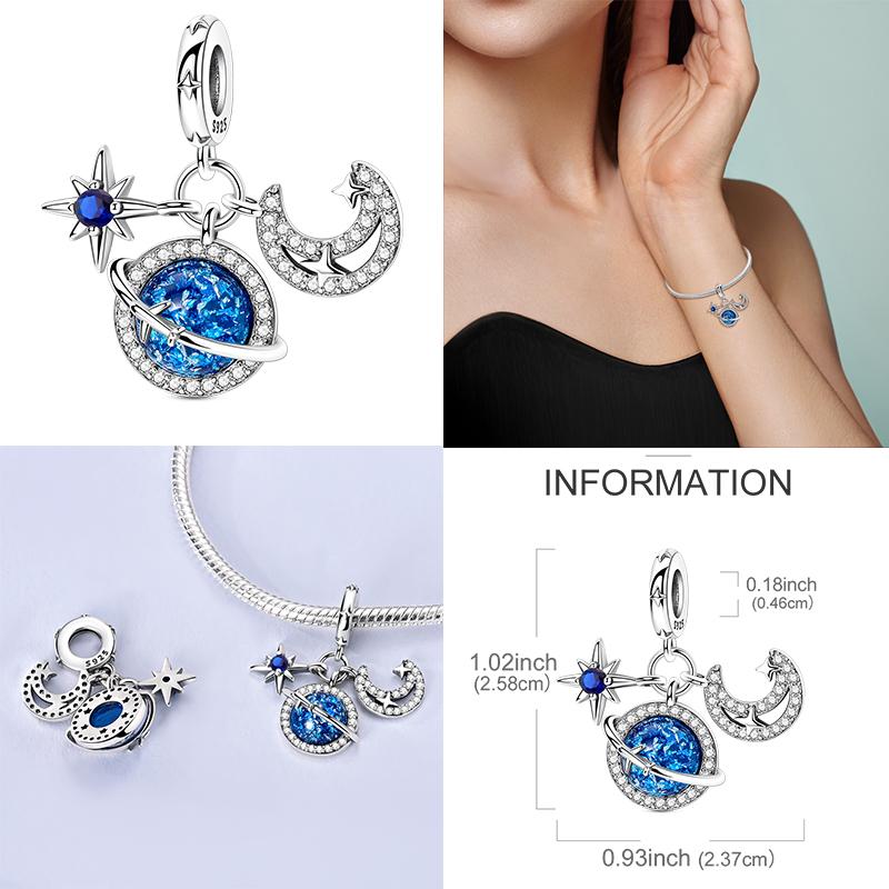 Charms Copper Sparkling Lucky Star Heart Beads Charm Pendent Jewelry Fits Original Bracelet Gift For Women Gift