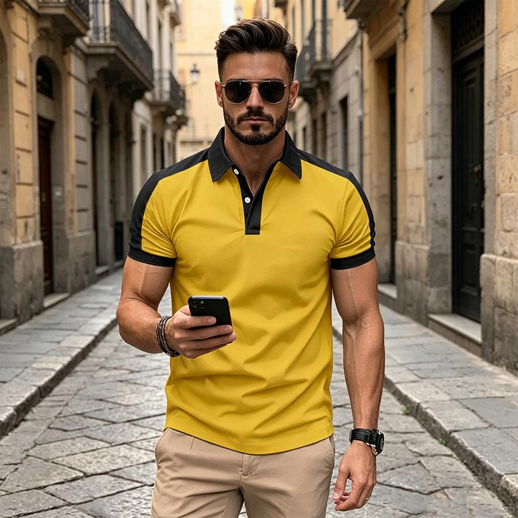 Men's Benbu Multi-color Slim-fit Plaid Short-sleeved Button-down Shirt