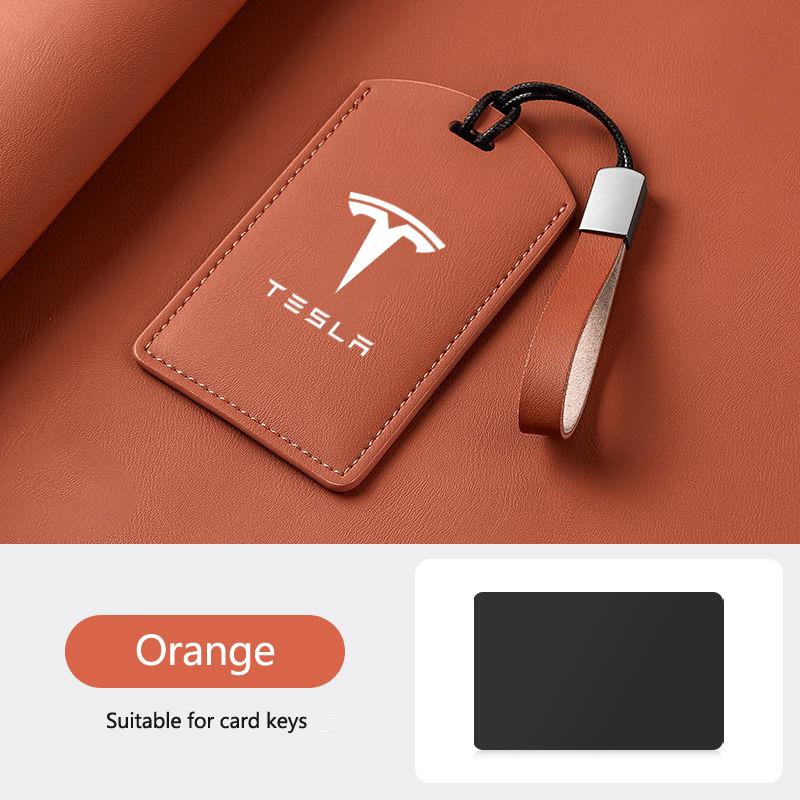 CPSSA1 Leather Car Smart NFC Card Key Case Fob Cover Protector Shell For Tesla Model 3 Model S Model X Model Y Keychain Accessories