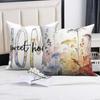 4Pcs/Set Watercolor Wildflower Throw Pillow Covers, Sweet Home Love Lives Here Cushion Cases, Polyester/Linen, Boho Home Decor