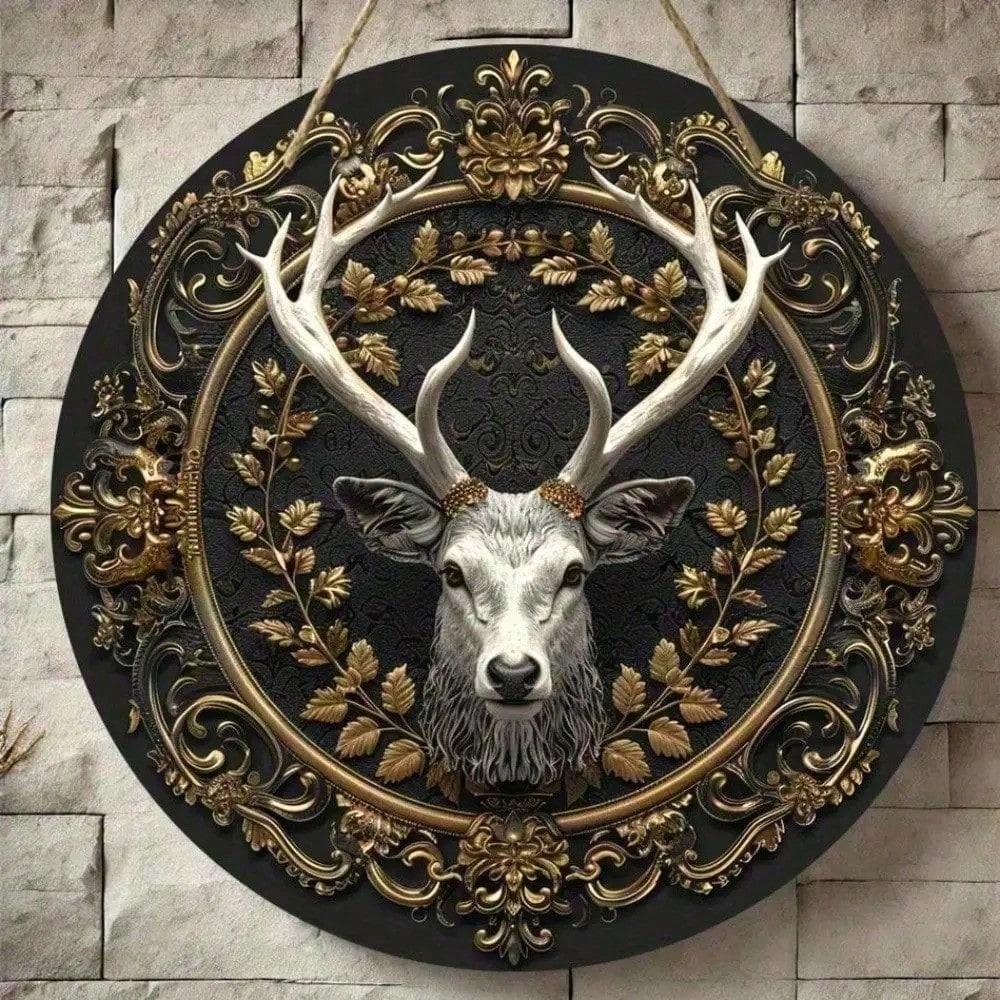 

Rustic Deer Head Wall Art Antler Wood Plaque Farmhouse Home Decor 8x8 Inch різнокольоровий