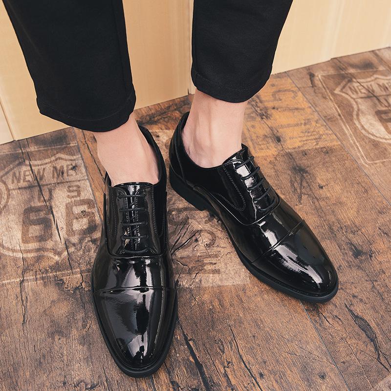 Herrenschuhe neue unsichtbare innere Erhöhung Lederschuhe Herrenschuhe Business Casual schwarz klassisch Hochzeit glänzende Lederschuhe Herren