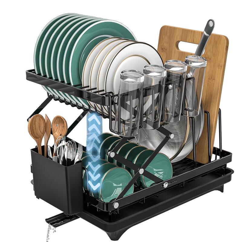 Space-Saving Foldable Double-Layer Dish Drainer