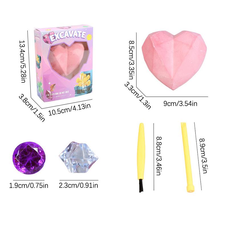Archaeological Excavation Gemstones Kit Love Heart Handmade Excavation Treasure Fossils Toy Kids Science Kit Mining Kit