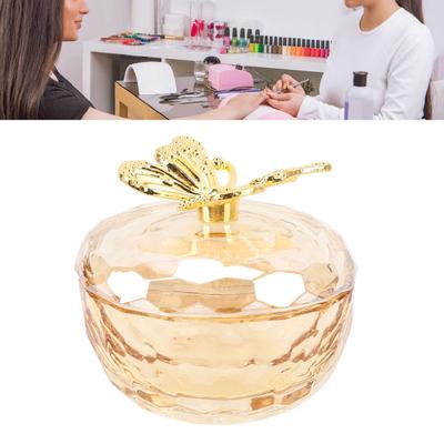 Nail Art Cup Large Capacity Multifunctional Dappen Dish Cup Transparent Glass Nail Art Dappen Dish with Alloy Lid for Liquid Jewelry Display