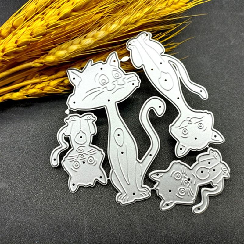 Cute Cats Metal Cutting Dies Handmade Crafts DIY Scrapbooking Embossing Supplies for Children Kids Girls