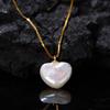 S925 Sterling Silver Inlaid With Natural Baroque Pearl Necklace Women'S Simple Fashion Heart-Shaped Love Pendant Earrings