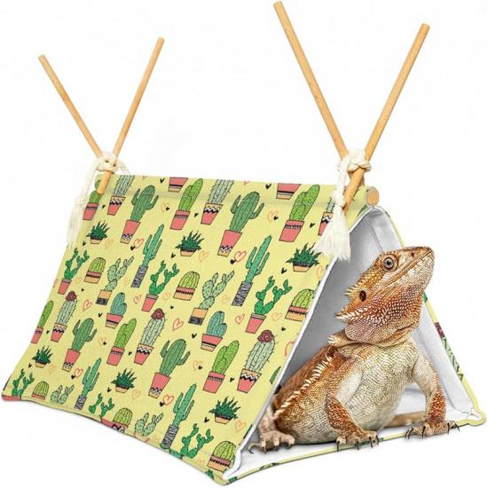 Namiotowe łóżko dla smoka brodatego, Wzór kaktusa, Klatka/kryjówki i jaskinie dla gadów, smoka brodatego/Schronienie w siedlisku… (Kaktus)