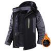 Unisex Colorblock Zipper Pocket Hooded Jacket Men's Casual Plush Jacket