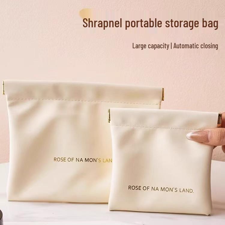 Automatic Closure Earphone & Coin Purse: Mini Portable PU Makeup Bag & Pick Holder