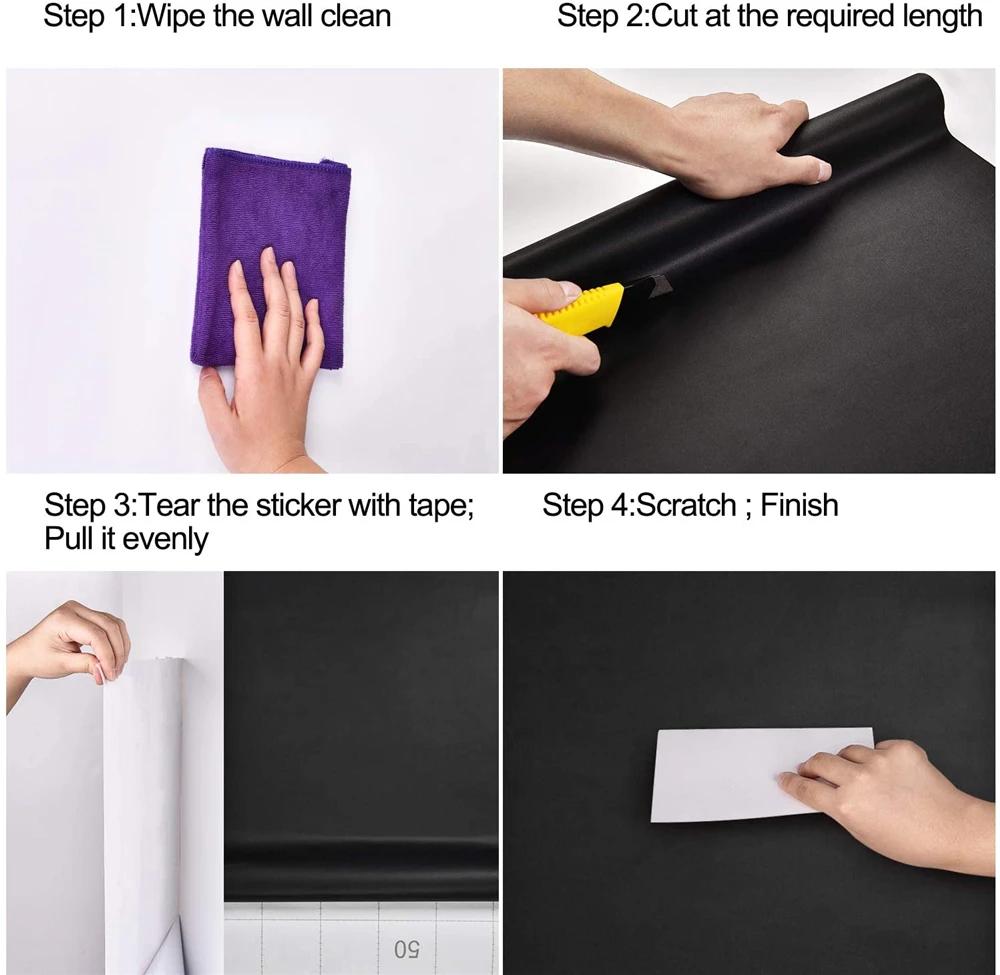70/80 Width Self-adhesive Film Black Matt Thickened Sticker Furniture Kitchen for Cupboards Tables Wall DIY Renovation Wallpaper