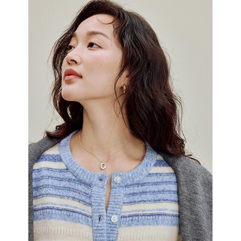 INMAN Women's Striped Spliced Knit Cardigan