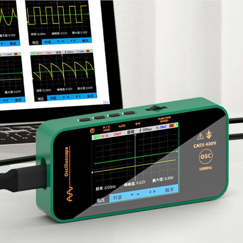 10MHz Bandwidth Handheld Oscilloscope For On-site Testing Waveform Save To PC ABS Housing 1200 MAh Rechargeable Battery