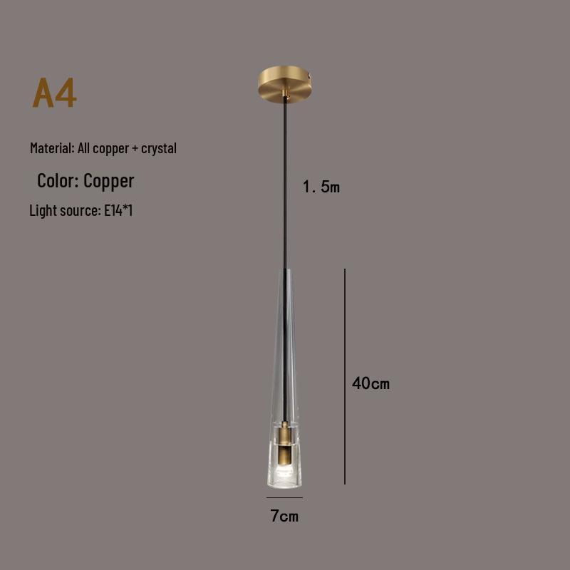 Luxury All-Copper Crystal Chandelier Pendant for Restaurants and Bedrooms
