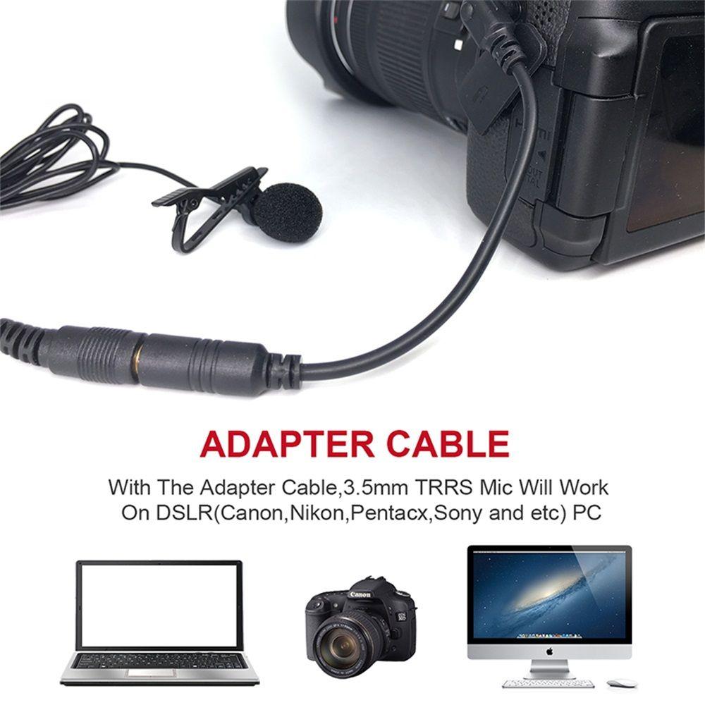 Smartphones 3.5mm Wired Lavalier Mic Microphones Clip On Lapel Handsfree