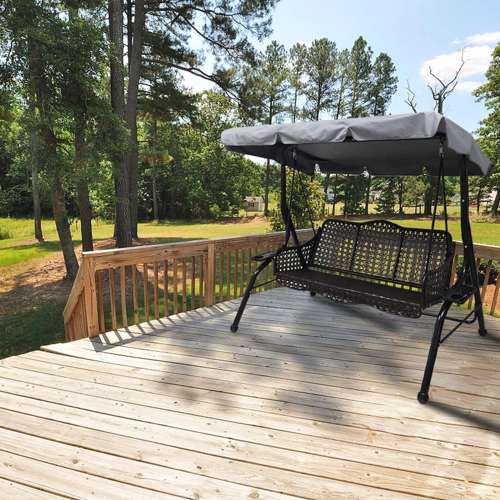 Universal Replacement Canopy for 2/3-Seater Garden Swing Chair Waterproof & UV-Resistant Cover Awning for Patio Porch Backyard