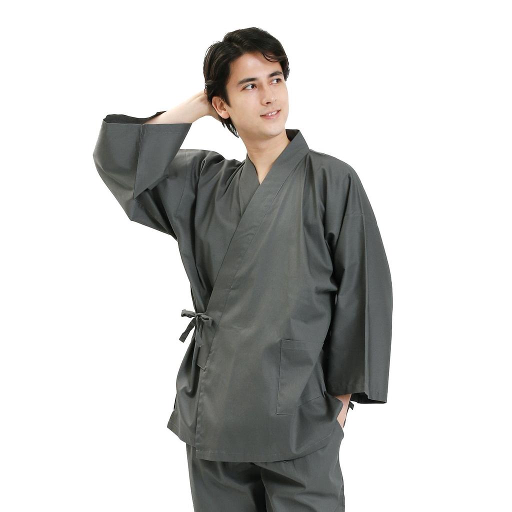 Ookini Stretch Cotton Blend Japanese Modern Easy To Move Blue Gray Men's Samue, (Navy, Brown, Gray), Stretchy, Loungewear, Workwear, Style, In, (M)