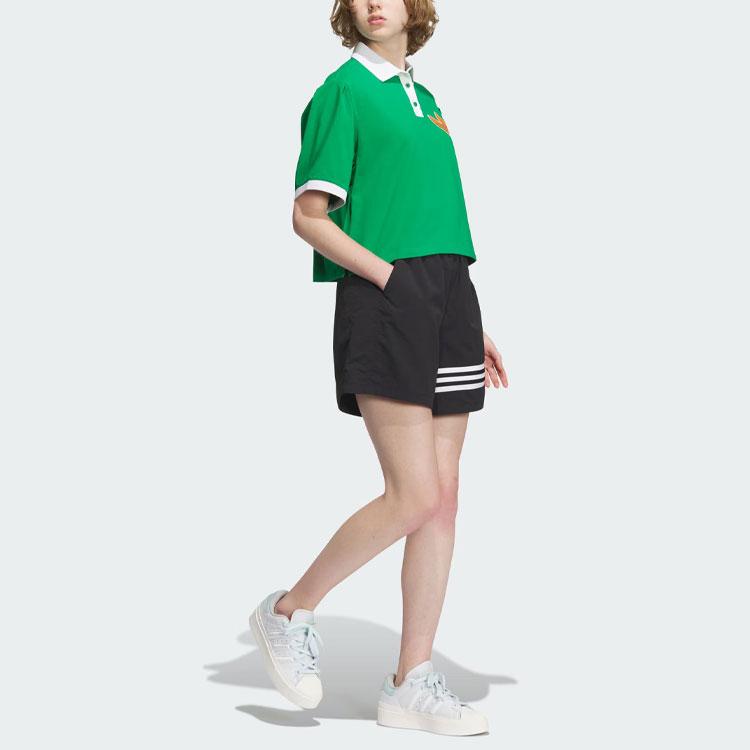 Adidas Originals Varct Polo Shirt With Trefoil Logo And Colorblock Women Tops Green IU4767