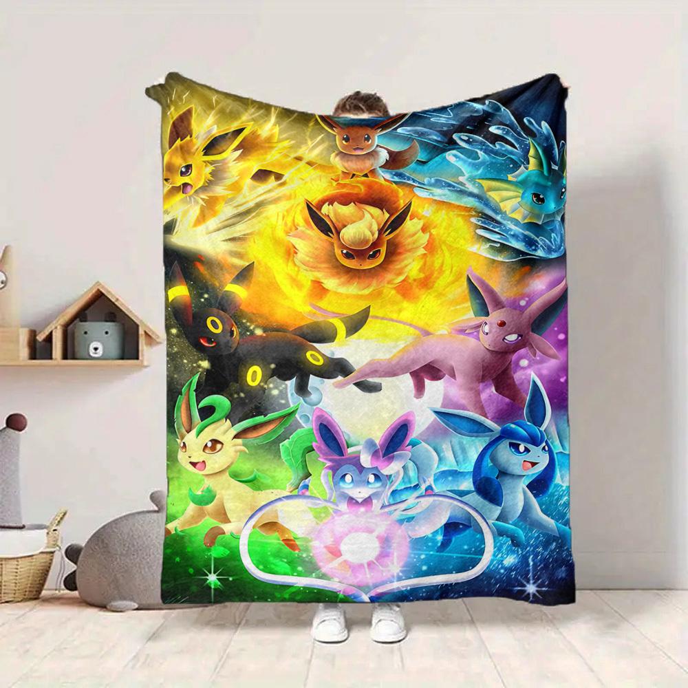 1pc Pokémon Evolution Flannel Blanket [Cozy Throw Blanket] For Sofa, Bed, Travel, Camping, Livingroom, Office, Couch, Chair, And Bed