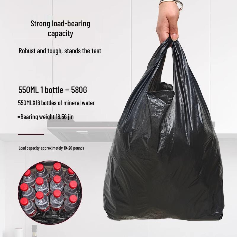 Large Black Disposable Trash Bags - Thick, Economical for Home, Office, or Kitchen Use