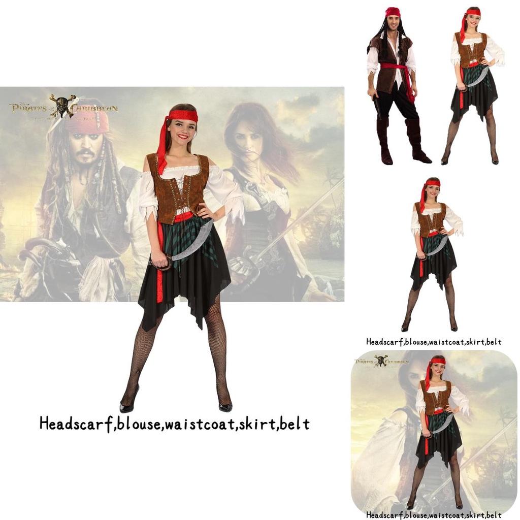 High-quality Caribbean Pirate Costume For Men And Women Captain Jack Sparrow Cosplay
