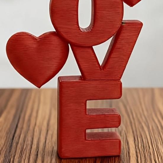 3D-printet Kærlighedsbrev Figur, Rødt KÆRLIGHEDshjerte Skrivebordsudsmykning til Bryllupsdag Indretning, Romantisk Valentinsdag Bordskilt til Soveværelse,