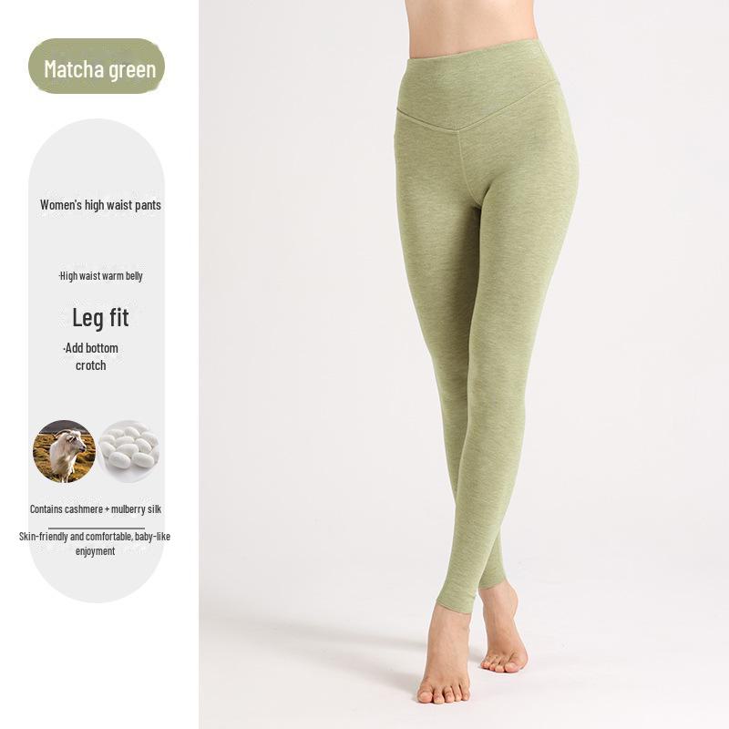 Peach Heart Collar Cashmere Silk Thermal Underwear Set – Women's High Waist Autumn/Winter Clothes and Pants