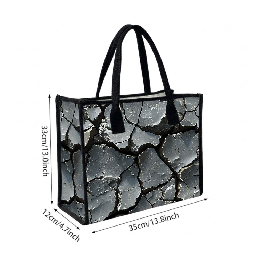 Cracked Pattern Tote Bag Large Capacity Durable Daily Commuter Handbag for Outdoor Shopping Travel Use