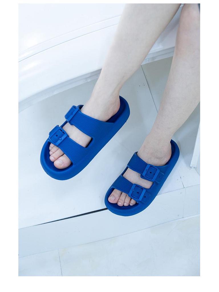 2025 Thick-Soled Double Buckle EVA Sandals: Step-On-Comfort for Couples, Women, Indoor/Outdoor Use