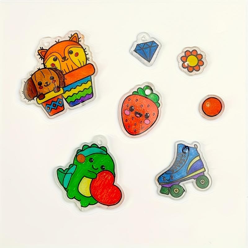 3pcs Shrinkable Paper Kit Pre-Cut Shrinking Craft Kits For Making Collar Charms Keychains Birthday Gifts With Colors And Fonts