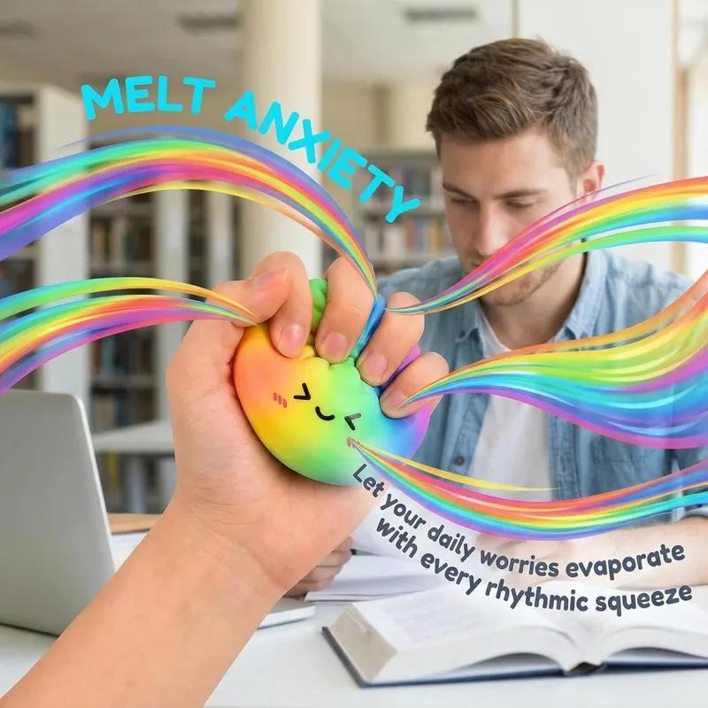 Regenbogenfarbenes Knödel Squishy Spielzeug Mit Bambus Langsames Aufsteigen Stressabbau Fidget Ball Weiche Quetschspielzeuge Für Erwachsene & Kinder