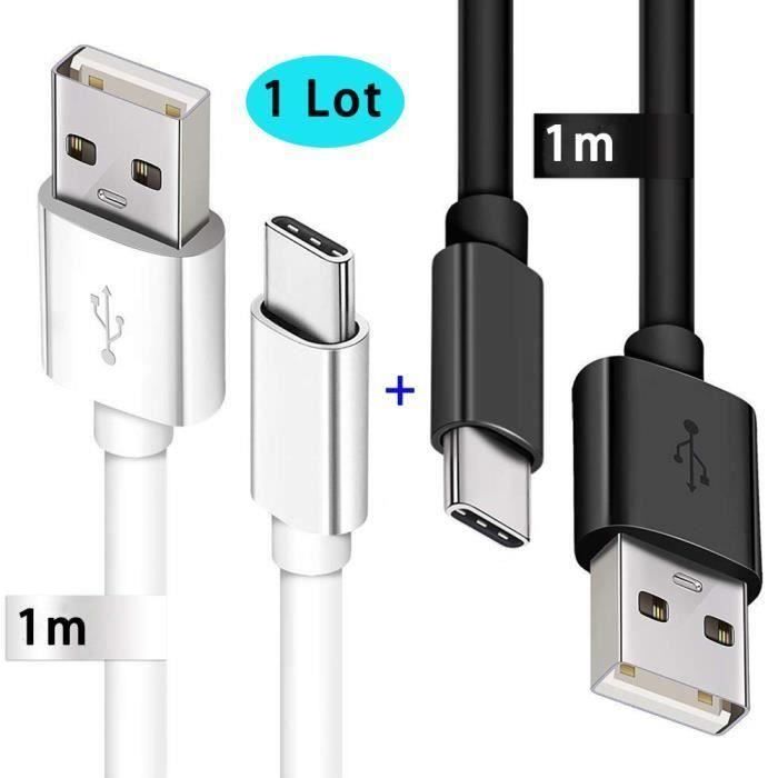 [2 Stück, 1m] USB Typ C Kabel 2A, Schwarz & Weiß, Ladekabel USB-C-Kabel, Ultraschnelle Lade-Sync für Samsung Huawei Xiaomi usw.