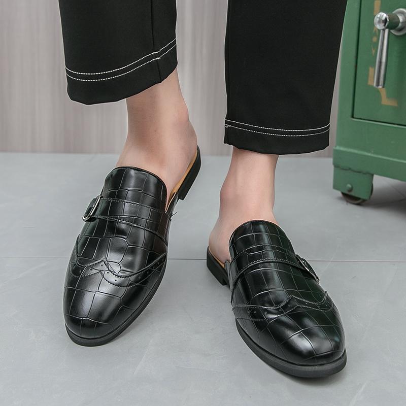 Fashion Casual Men's Half Slippers Classic British Style Design Leisure Party Outdoor Fashion Street Plus Size Summer Flat Leather Shoes