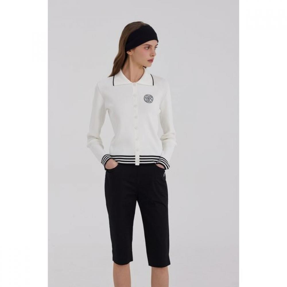 Goxo Knit Cardigan Classic Logo White