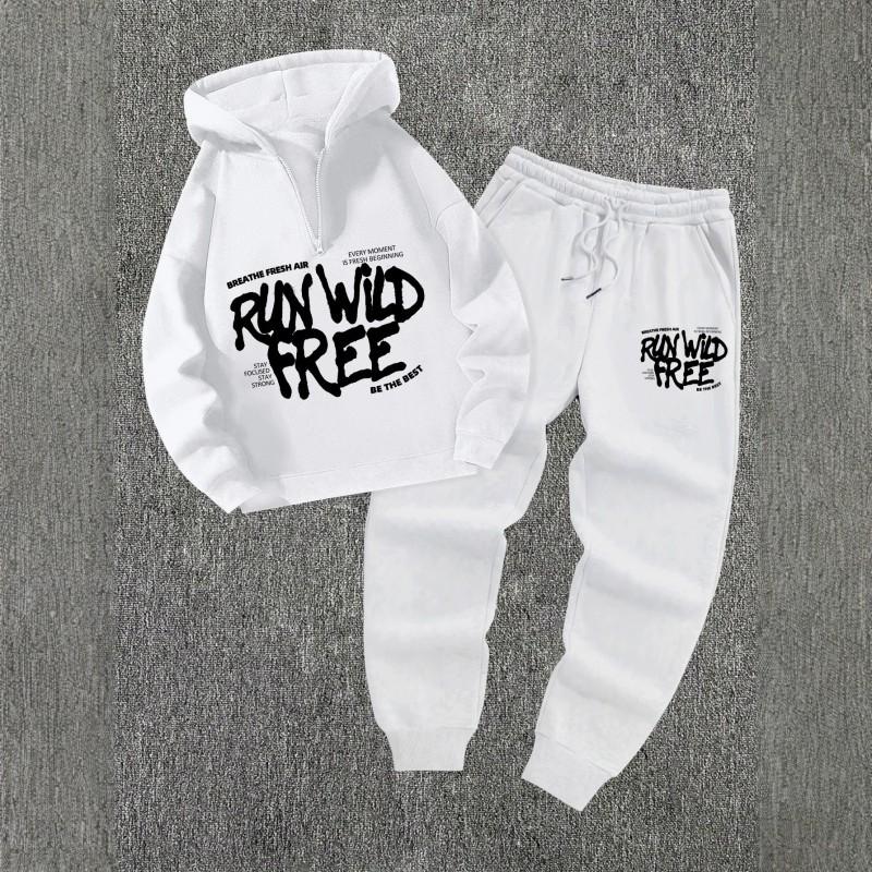 Basic Hoodie - Set Graffiti Print Loose Fit 2-Piece Teen Youth