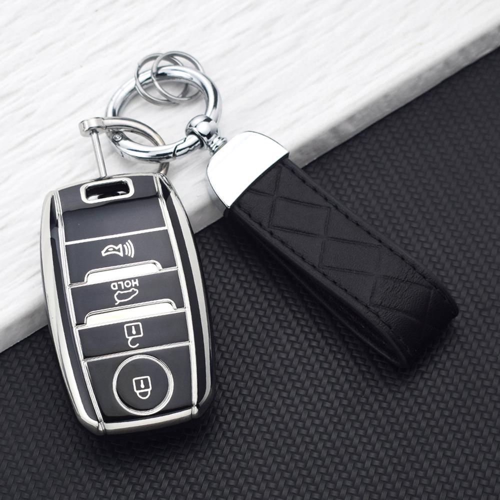 4 Buttons Premium TPU Car Key Fob Cover Protective Shell For Kia K3S KX5 KX3 Cerato Ceed Rio Optima Sorento Niro Soul Key Chains