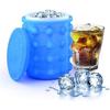 Seau à glaçons et rafraîchisseur - Ice Cube Maker 305 - Silicone - Double chambre 2 en 1 - Portable (Bleu)