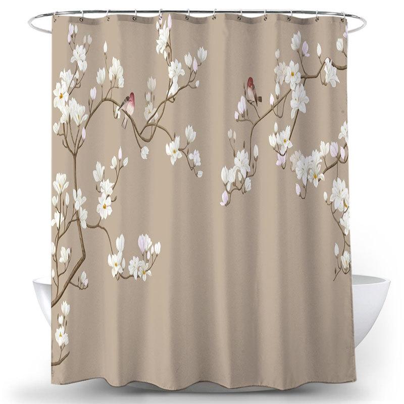 Flower and Bird Shower Curtain Waterproof Bathroom Decorative 3D Printed Fabric Decorative Shower Curtain cortina de la ducha