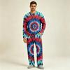 Men's Long Sleeve Pajama Set with Button Crotch and Elastic Drawstring Waist for Home Comfort