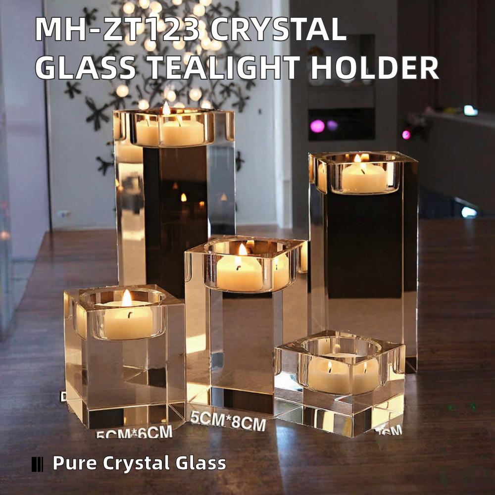 Small Bridge Crystal Cube Tealight Candlestick Holder Customize Crystal Candle Holder for Home Decoration Easter Gift